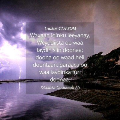 Picture 04 - Luukos 11:9 SOM - Waxaan idinku leeyahay, Weyddiista oo waa laydin - Bible Verse Picture