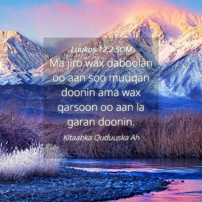 Picture 04 - Luukos 12:2 SOM - Ma jiro wax daboolan oo aan soo muuqan doonin ama - Bible Verse Picture