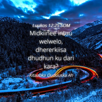 Picture 04 - Luukos 12:25 SOM - Midkiinee intuu welwelo, dhererkiisa dhudhun ku - Bible Verse Picture