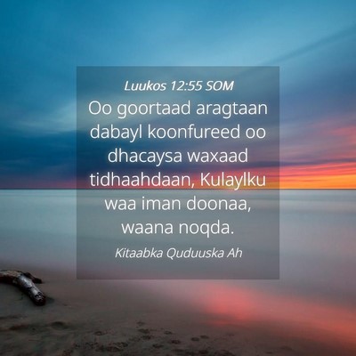 Picture 04 - Luukos 12:55 SOM - Oo goortaad aragtaan dabayl koonfureed oo - Bible Verse Picture