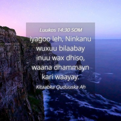 Picture 04 - Luukos 14:30 SOM - iyagoo leh, Ninkanu wuxuu bilaabay inuu wax - Bible Verse Picture