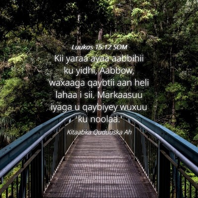 Picture 04 - Luukos 15:12 SOM - Kii yaraa ayaa aabbihii ku yidhi, Aabbow, waxaaga - Bible Verse Picture
