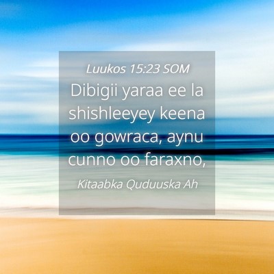 Picture 04 - Luukos 15:23 SOM - Dibigii yaraa ee la shishleeyey keena oo gowraca, - Bible Verse Picture