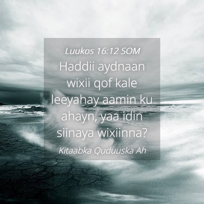 Picture 04 - Luukos 16:12 SOM - Haddii aydnaan wixii qof kale leeyahay aamin ku - Bible Verse Picture