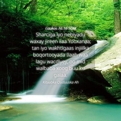 Picture 04 - Luukos 16:16 SOM - Sharciga iyo nebiyadu waxay jireen ilaa Yooxanaa; - Bible Verse Picture