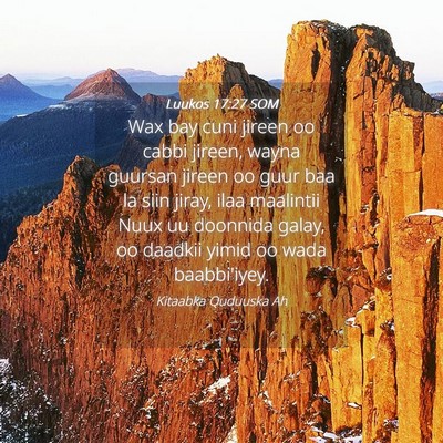 Picture 04 - Luukos 17:27 SOM - Wax bay cuni jireen oo cabbi jireen, wayna - Bible Verse Picture