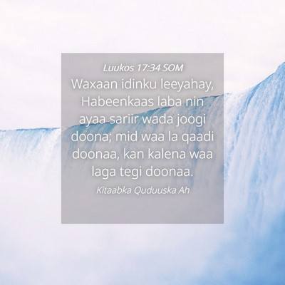Picture 04 - Luukos 17:34 SOM - Waxaan idinku leeyahay, Habeenkaas laba nin ayaa - Bible Verse Picture