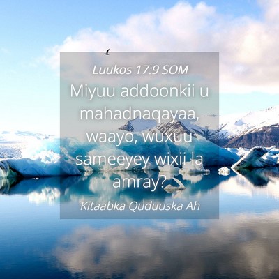 Picture 04 - Luukos 17:9 SOM - Miyuu addoonkii u mahadnaqayaa, waayo, wuxuu - Bible Verse Picture