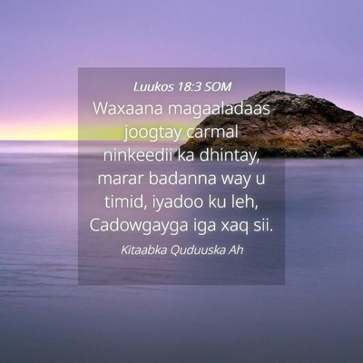 Picture 04 - Luukos 18:3 SOM - Waxaana magaaladaas joogtay carmal ninkeedii ka - Bible Verse Picture