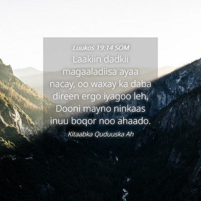 Picture 04 - Luukos 19:14 SOM - Laakiin dadkii magaaladiisa ayaa nacay, oo waxay - Bible Verse Picture