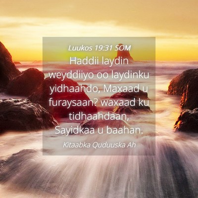 Picture 04 - Luukos 19:31 SOM - Haddii laydin weyddiiyo oo laydinku yidhaahdo, - Bible Verse Picture