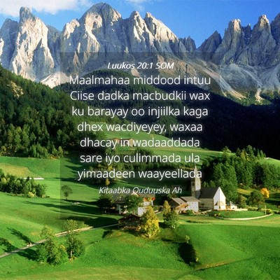 Picture 04 - Luukos 20:1 SOM - Maalmahaa middood intuu Ciise dadka macbudkii wax - Bible Verse Picture