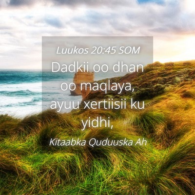 Picture 04 - Luukos 20:45 SOM - Dadkii oo dhan oo maqlaya, ayuu xertiisii ku - Bible Verse Picture