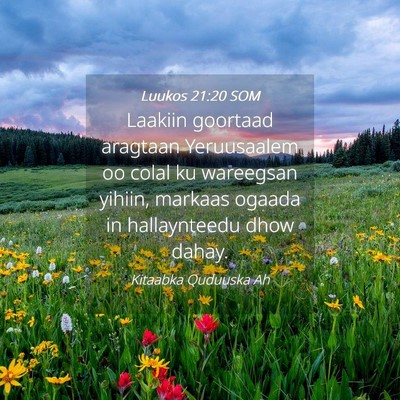 Picture 04 - Luukos 21:20 SOM - Laakiin goortaad aragtaan Yeruusaalem oo colal ku - Bible Verse Picture