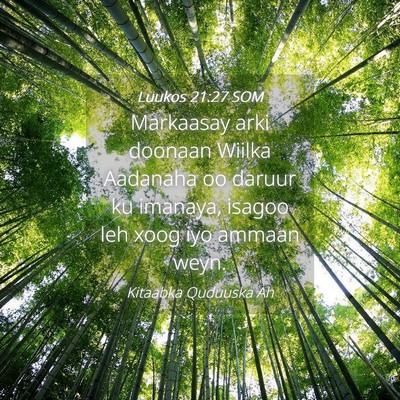 Picture 04 - Luukos 21:27 SOM - Markaasay arki doonaan Wiilka Aadanaha oo daruur - Bible Verse Picture