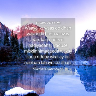 Picture 04 - Luukos 21:4 SOM - Waayo, kuwaas oo dhan waxoodii badnaa ayay wax - Bible Verse Picture