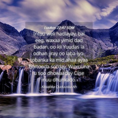 Picture 04 - Luukos 22:47 SOM - Intuu weli hadlayay, bal eeg, waxaa yimid dad - Bible Verse Picture