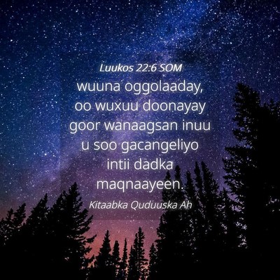 Picture 04 - Luukos 22:6 SOM - wuuna oggolaaday, oo wuxuu doonayay goor - Bible Verse Picture