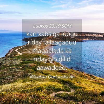 Picture 04 - Luukos 23:19 SOM - kan xabsiga loogu riday fallaagaduu magaalada ka - Bible Verse Picture