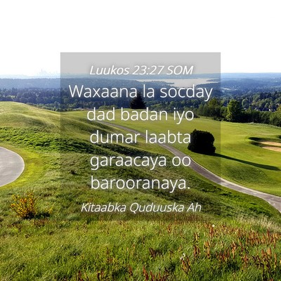 Picture 04 - Luukos 23:27 SOM - Waxaana la socday dad badan iyo dumar laabta - Bible Verse Picture