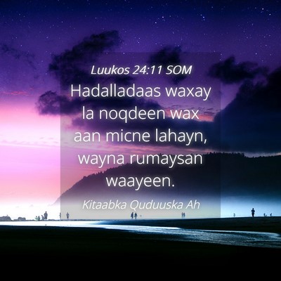 Picture 04 - Luukos 24:11 SOM - Hadalladaas waxay la noqdeen wax aan micne - Bible Verse Picture