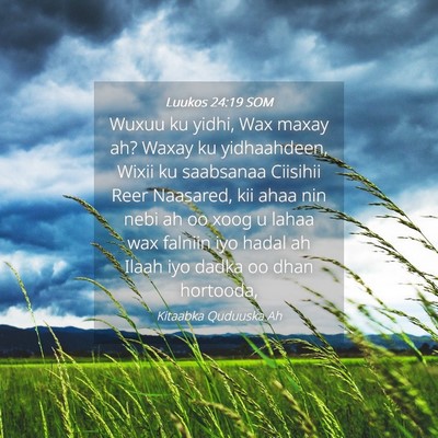 Picture 04 - Luukos 24:19 SOM - Wuxuu ku yidhi, Wax maxay ah? Waxay ku - Bible Verse Picture