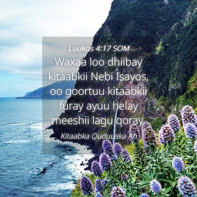Picture 04 - Luukos 4:17 SOM - Waxaa loo dhiibay kitaabkii Nebi Isayos, oo - Bible Verse Picture