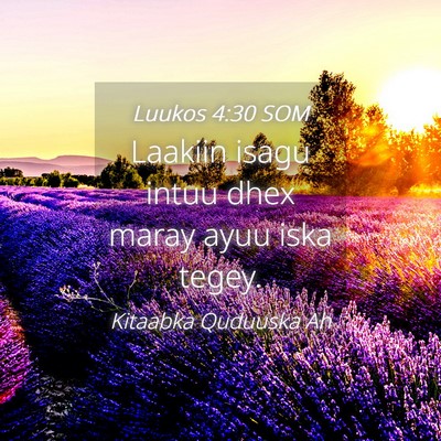 Picture 04 - Luukos 4:30 SOM - Laakiin isagu intuu dhex maray ayuu iska - Bible Verse Picture