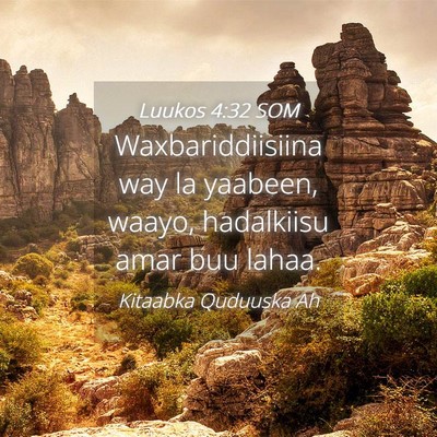 Picture 04 - Luukos 4:32 SOM - Waxbariddiisiina way la yaabeen, waayo, - Bible Verse Picture