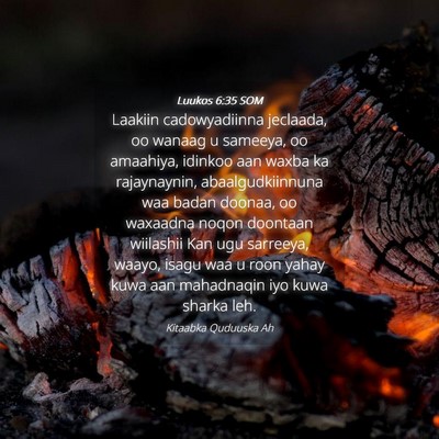 Picture 04 - Luukos 6:35 SOM - Laakiin cadowyadiinna jeclaada, oo wanaag u - Bible Verse Picture