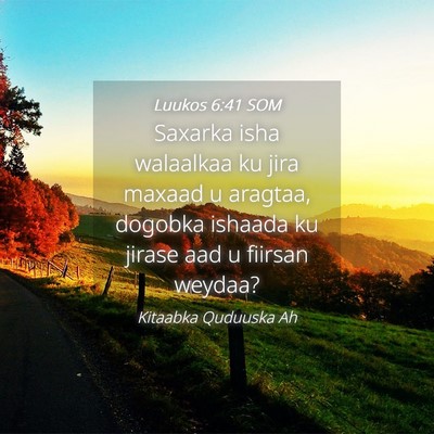 Picture 04 - Luukos 6:41 SOM - Saxarka isha walaalkaa ku jira maxaad u aragtaa, - Bible Verse Picture