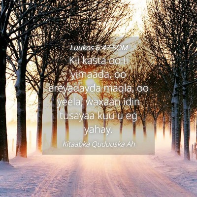 Picture 04 - Luukos 6:47 SOM - Kii kasta oo ii yimaada, oo ereyadayda maqla, oo - Bible Verse Picture