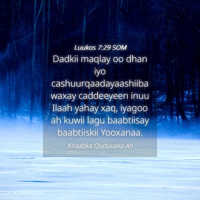 Picture 04 - Luukos 7:29 SOM - Dadkii maqlay oo dhan iyo cashuurqaadayaashiiba - Bible Verse Picture