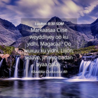 Picture 04 - Luukos 8:30 SOM - Markaasaa Ciise weyddiiyey oo ku yidhi, Magacaa? - Bible Verse Picture