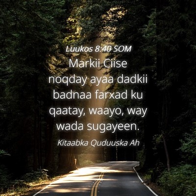 Picture 04 - Luukos 8:40 SOM - Markii Ciise noqday ayaa dadkii badnaa farxad ku - Bible Verse Picture
