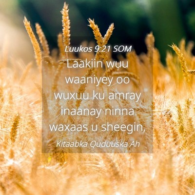 Picture 04 - Luukos 9:21 SOM - Laakiin wuu waaniyey oo wuxuu ku amray inaanay - Bible Verse Picture
