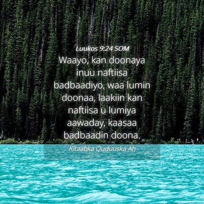 Picture 04 - Luukos 9:24 SOM - Waayo, kan doonaya inuu naftiisa badbaadiyo, waa - Bible Verse Picture