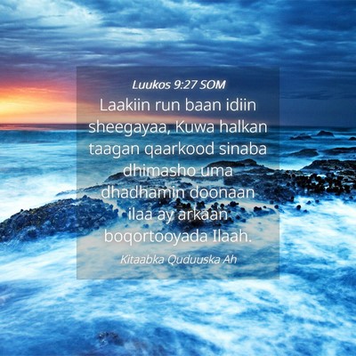 Picture 04 - Luukos 9:27 SOM - Laakiin run baan idiin sheegayaa, Kuwa halkan - Bible Verse Picture