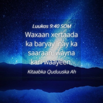 Picture 04 - Luukos 9:40 SOM - Waxaan xertaada ka baryay inay ka saaraan, wayna - Bible Verse Picture