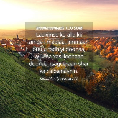 Picture 04 - Maahmaahyadii 1:33 SOM - Laakiinse ku alla kii aniga i maqlaa, ammaan buu - Bible Verse Picture