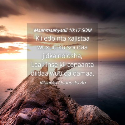 Picture 04 - Maahmaahyadii 10:17 SOM - Kii edbinta xajistaa wuxuu ku socdaa jidka - Bible Verse Picture