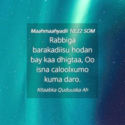 Picture 04 - Maahmaahyadii 10:22 SOM - Rabbiga barakadiisu hodan bay kaa dhigtaa, Oo - Bible Verse Picture