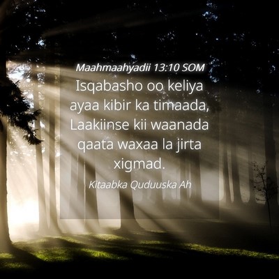 Picture 04 - Maahmaahyadii 13:10 SOM - Isqabasho oo keliya ayaa kibir ka timaada, - Bible Verse Picture