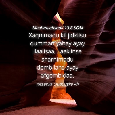 Picture 04 - Maahmaahyadii 13:6 SOM - Xaqnimadu kii jidkiisu qumman yahay ayay - Bible Verse Picture