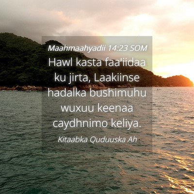 Picture 04 - Maahmaahyadii 14:23 SOM - Hawl kasta faa'iidaa ku jirta, Laakiinse hadalka - Bible Verse Picture