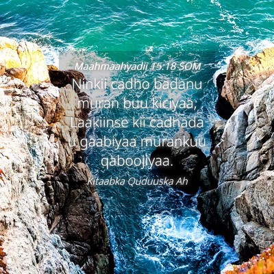 Picture 04 - Maahmaahyadii 15:18 SOM - Ninkii cadho badanu muran buu kiciyaa, Laakiinse - Bible Verse Picture