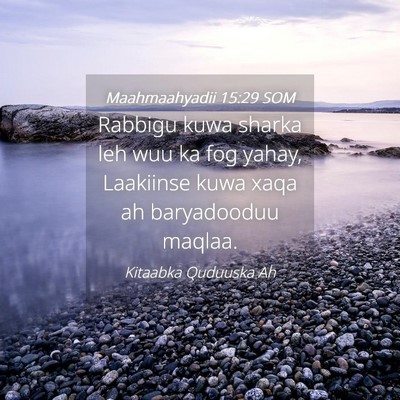 Picture 04 - Maahmaahyadii 15:29 SOM - Rabbigu kuwa sharka leh wuu ka fog yahay, - Bible Verse Picture