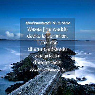 Picture 04 - Maahmaahyadii 16:25 SOM - Waxaa jirta waddo dadka la qumman, Laakiinse - Bible Verse Picture