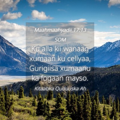 Picture 04 - Maahmaahyadii 17:13 SOM - Ku alla kii wanaag xumaan ku celiyaa, Gurigiisa - Bible Verse Picture