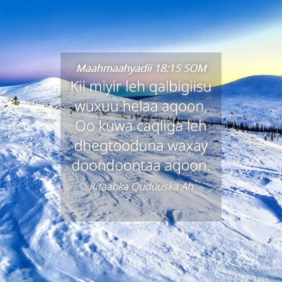 Picture 04 - Maahmaahyadii 18:15 SOM - Kii miyir leh qalbigiisu wuxuu helaa aqoon, Oo - Bible Verse Picture